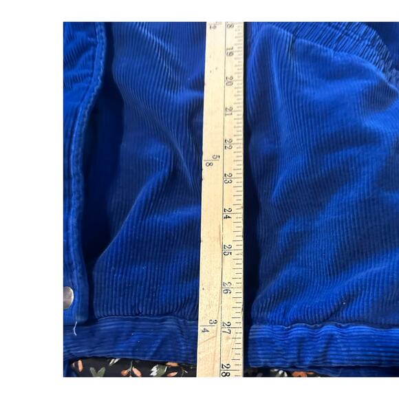 Vintage New York Girl Corduroy Jacket Quilted Snap Zip Front Blue Sz Large Woman - Picture 7 of 8